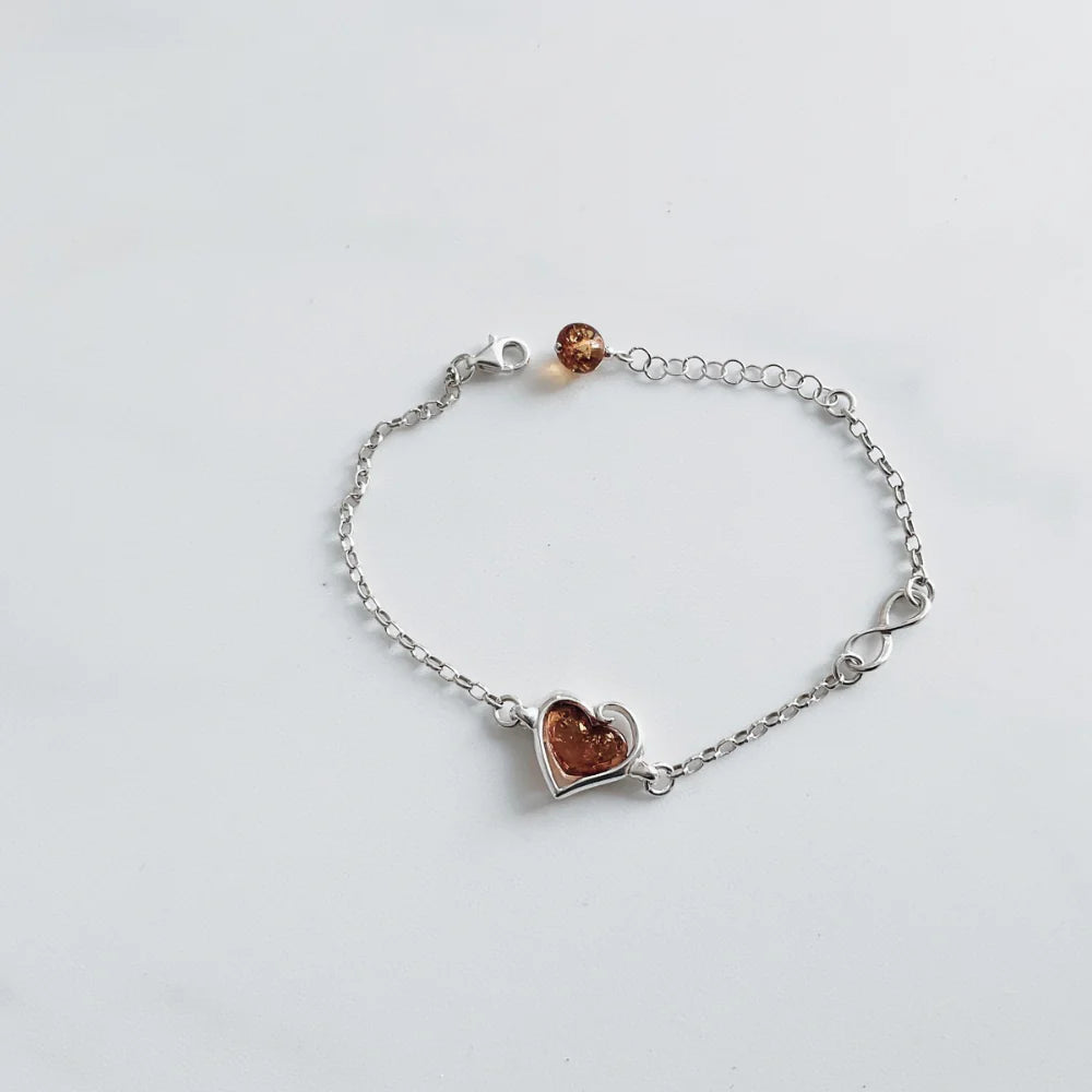 trendy bracelets for women -Designer 925 Sterling Silver and Amber Chain Bracelet