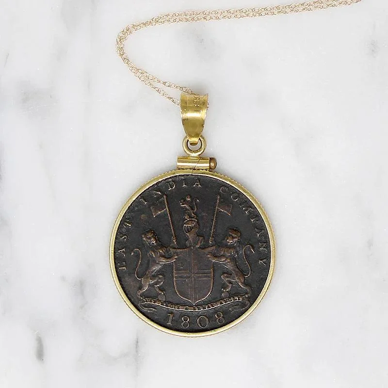 pendant necklaces for women -X Cash East India Co. 1808 Coin in Gold Necklace