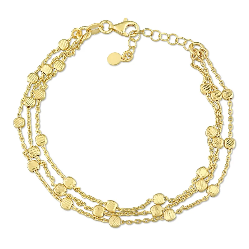 affordable bangle bracelets -Multi-Strand Chain Bracelet in 18k Yellow Gold Plated Sterling Silver, 7.5 in