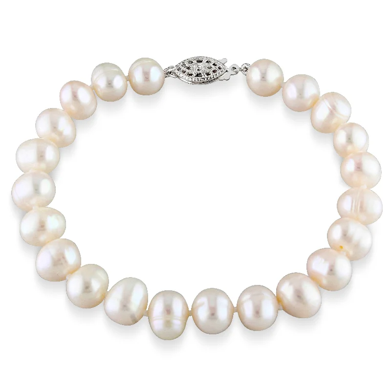 anniversary rings for women -Mimi & Max 7.5-8mm Cultured Freshwater Pearl Bracelet with Sterling Silver Clasp