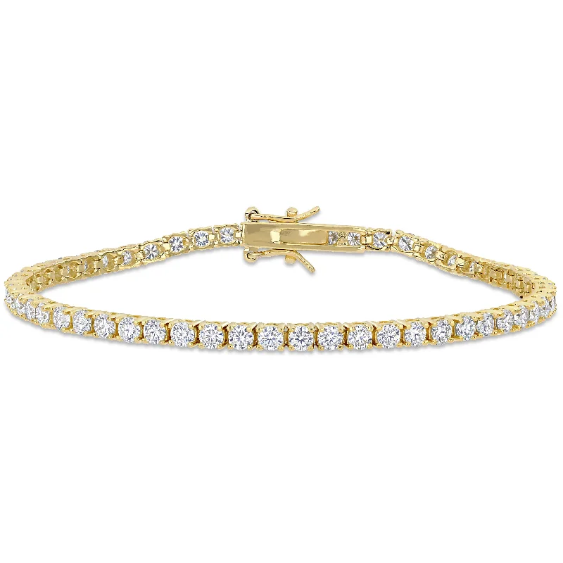 elegant crystal bracelets for women -5 1/10 CT DEW Created Moissanite Tennis Bracelet in Yellow Gold Plated Sterling Silver