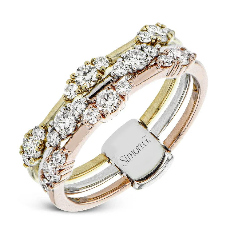 Three-tone Fashion Ring in 18k Gold with Diamonds