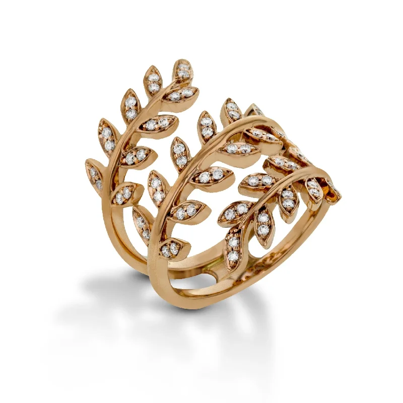 Fallen Leaves Fashion Ring in 18k Gold With Diamonds