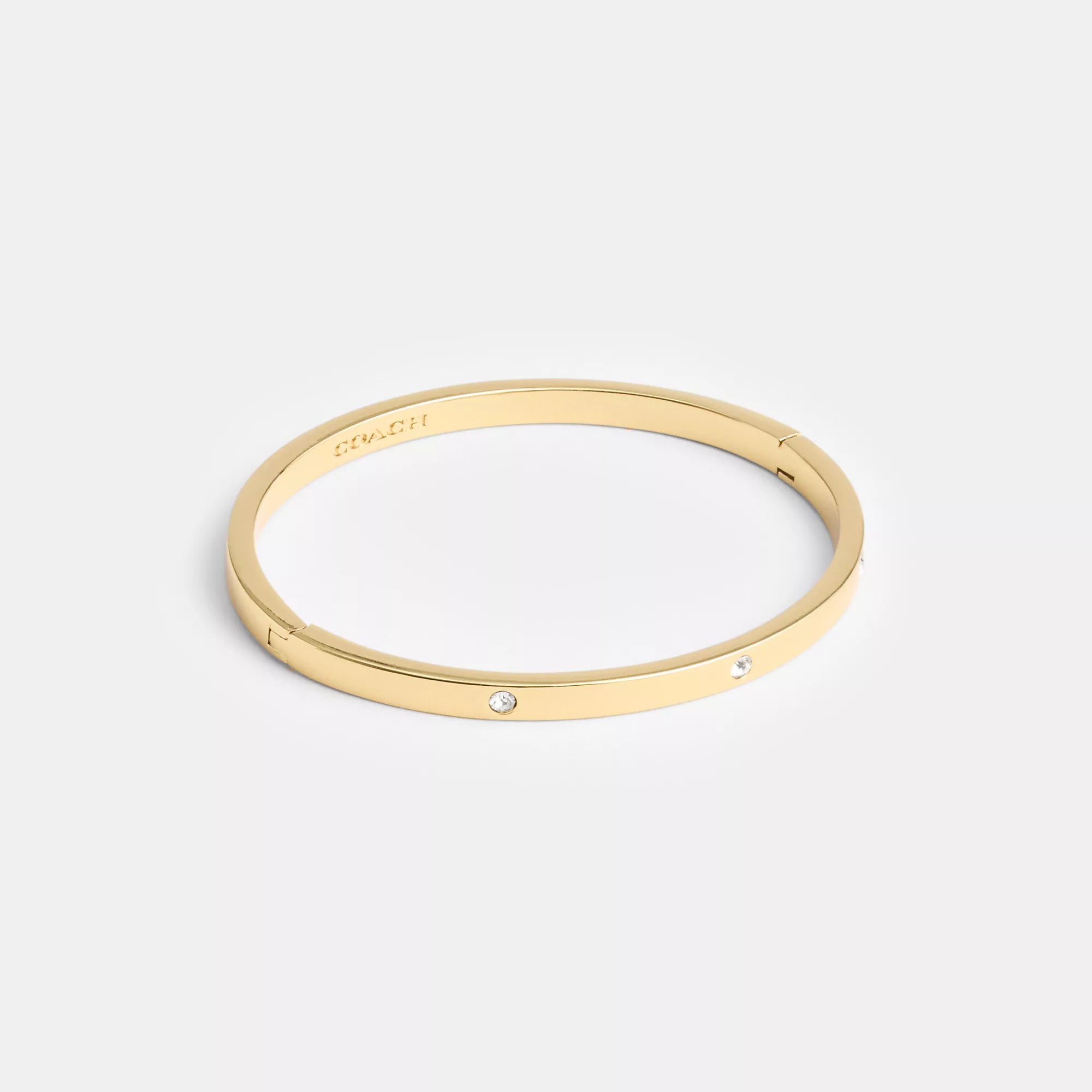 gold promise rings for women -Coach Outlet Stone Hinged Bangle