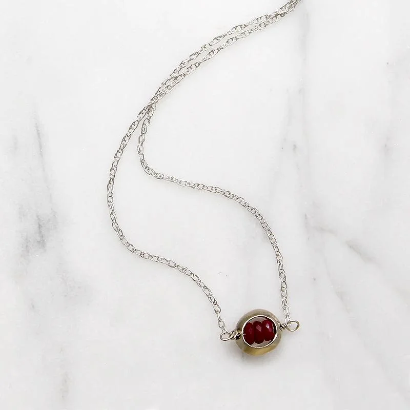 sparkling crystal necklaces for women -Crimson Ruby Beads in White Gold "O" Necklace by brunet