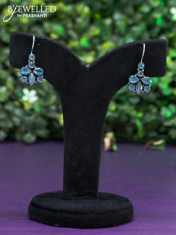 matching earrings for women -Oxidised hanging type earring with ice blue stones