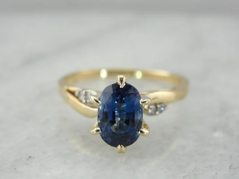 bespoke engagement rings -Sapphire Engagement Ring with Diamond Accents