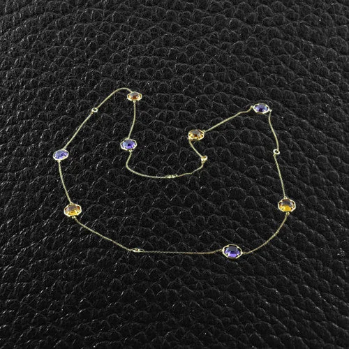 gold necklaces for women -Amethyst, Citrine & Diamond Necklace