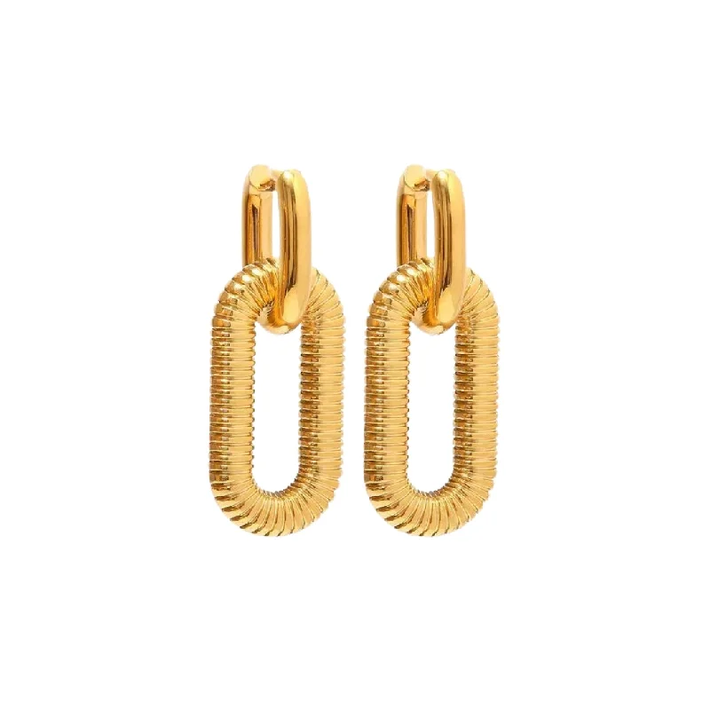 affordable earrings for women -Double Rectangular Huggies