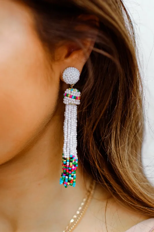 bohemian earrings for women -Cue The Confetti Beaded Earrings