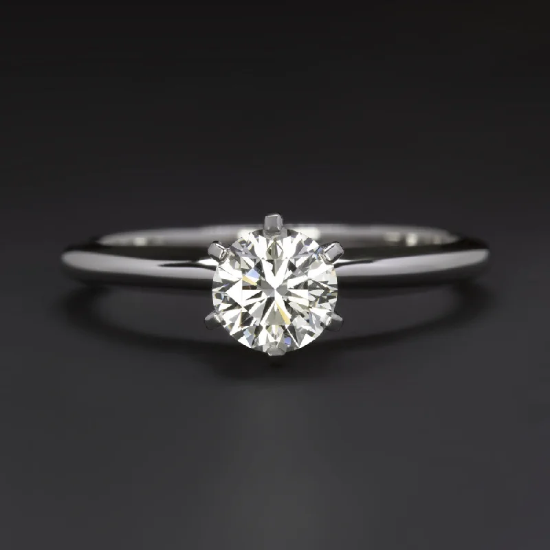 trendy engagement rings -0.65ct GIA CERT E VS1 DIAMOND ENGAGEMENT RING 18k EXCELLENT CUT ROUND SOLITAIRE