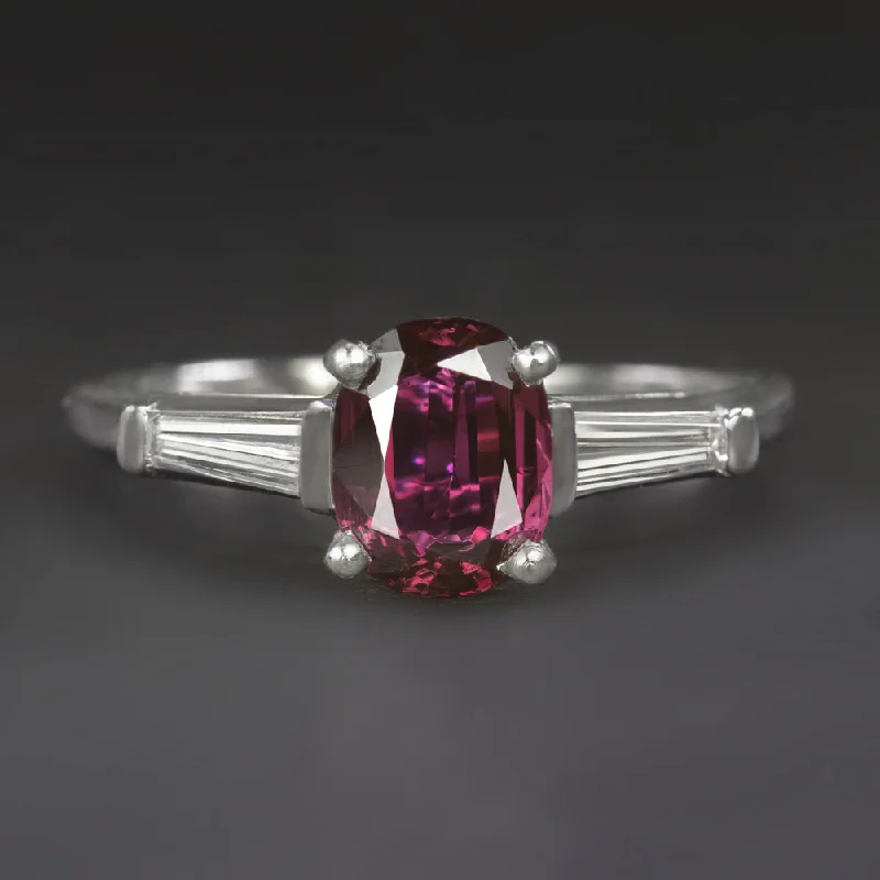 luxury engagement rings -2.30ct RUBY DIAMOND ENGAGEMENT RING PLATINUM IGI CERTIFIED 3 STONE OVAL SHAPE