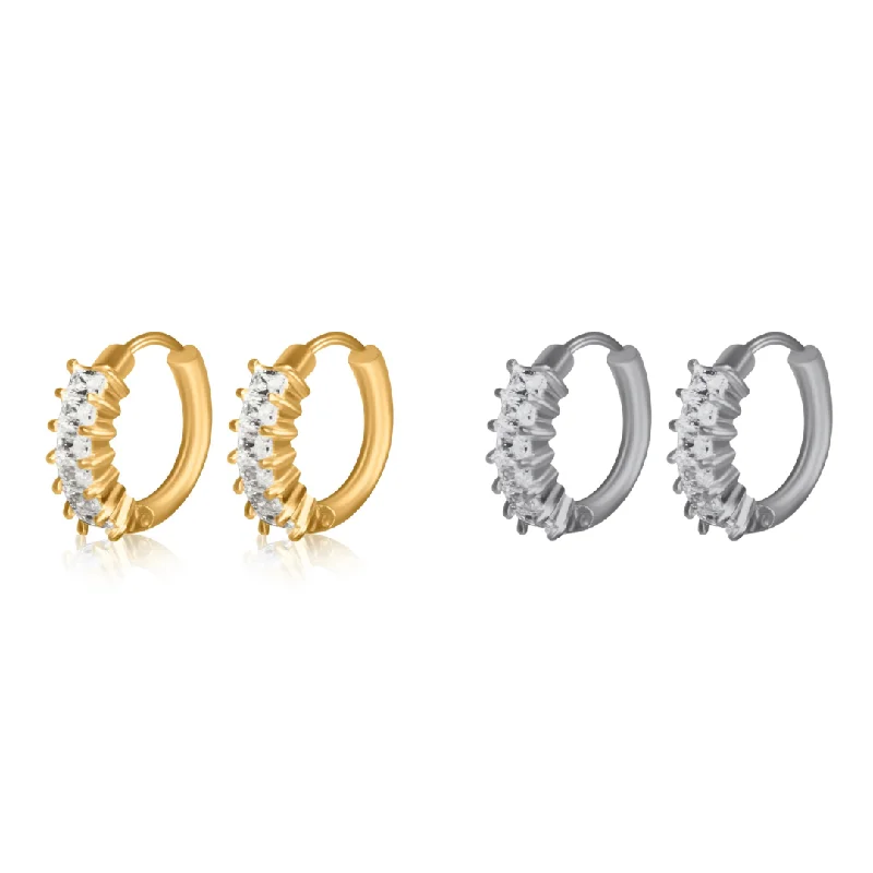 hoop earrings for women -Diamond Huggies