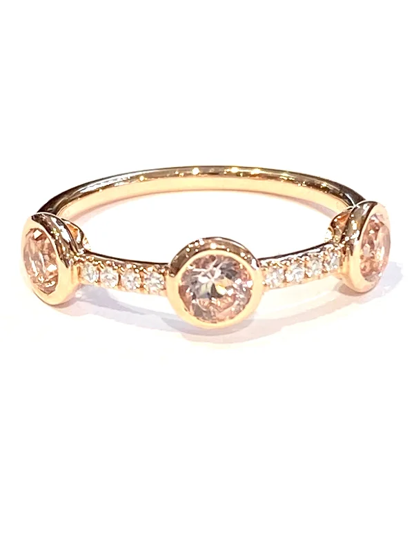 14k Rose Gold Morganite and Diamond Ring