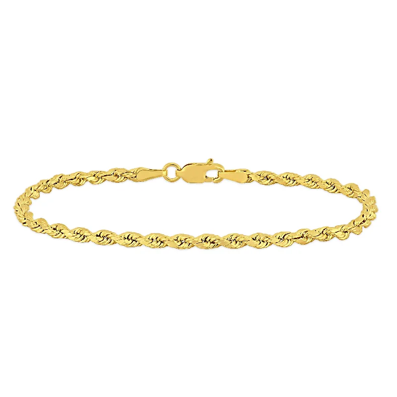 beautiful diamond wedding rings -Mimi & Max Rope Chain Bracelet in 14k Yellow Gold (3mm/7.5 Inch)