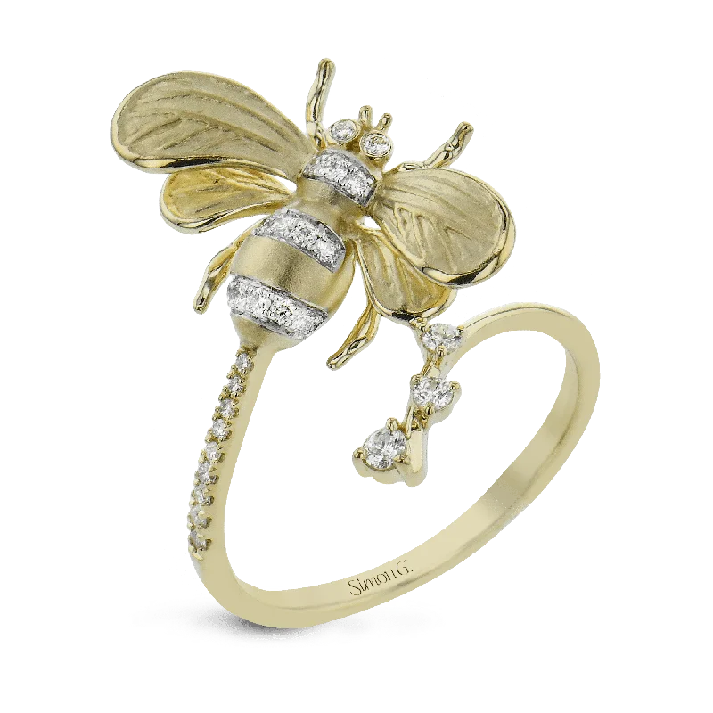 Bee Fashion Ring In 18k Gold With Diamonds