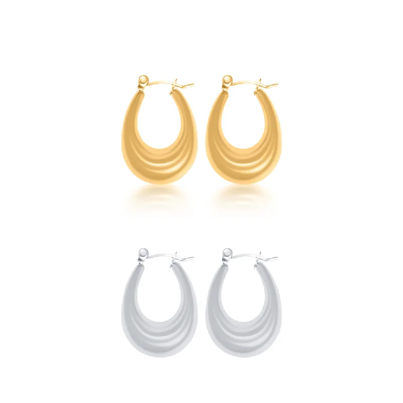 large hoop earrings for women -Long Dome Hoops