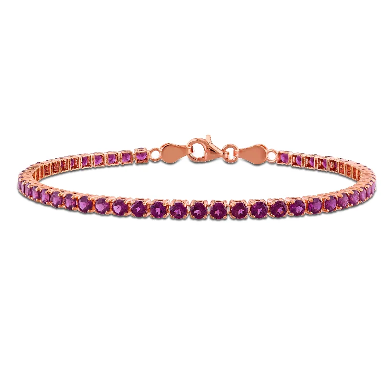 engraved bangle bracelets -Mimi & Max 3 5/8ct TGW Rhodolite Tennis Bracelet in Rose Plated Sterling Silver-7.25 in