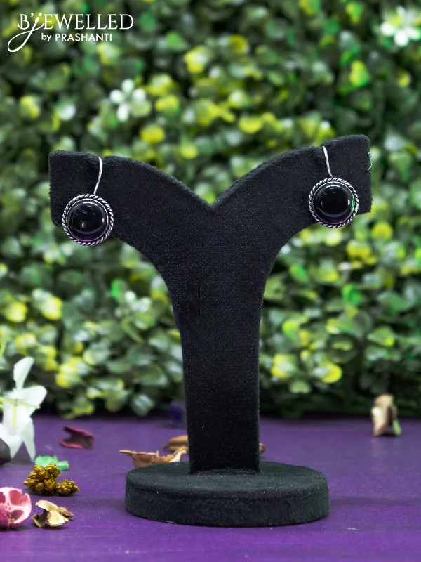 evening earrings for women -Oxidised hanging type earring  with black stones