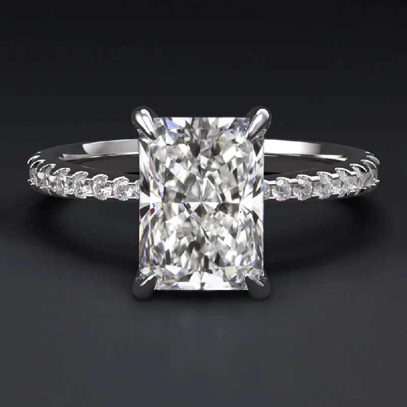 pear shaped engagement rings -1.70ct LAB CREATED DIAMOND ENGAGEMENT RING CERTIFIED G VS1 RADIANT CUT THIN BAND