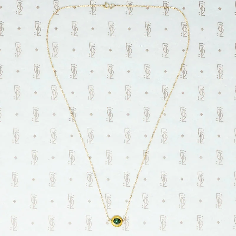 delicate crystal necklaces for women -Vibrant Emerald "O" Gold Necklace by brunet