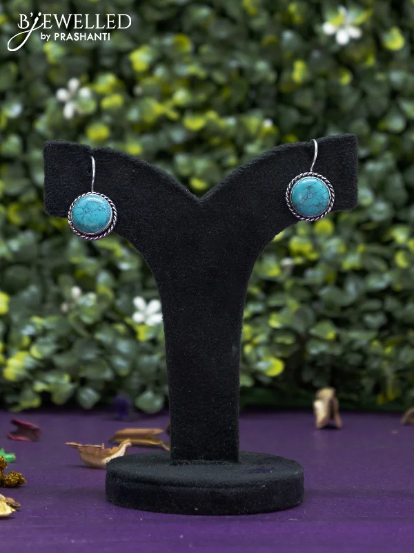 special occasion earrings for women -Oxidised hanging type earring with light blue stones