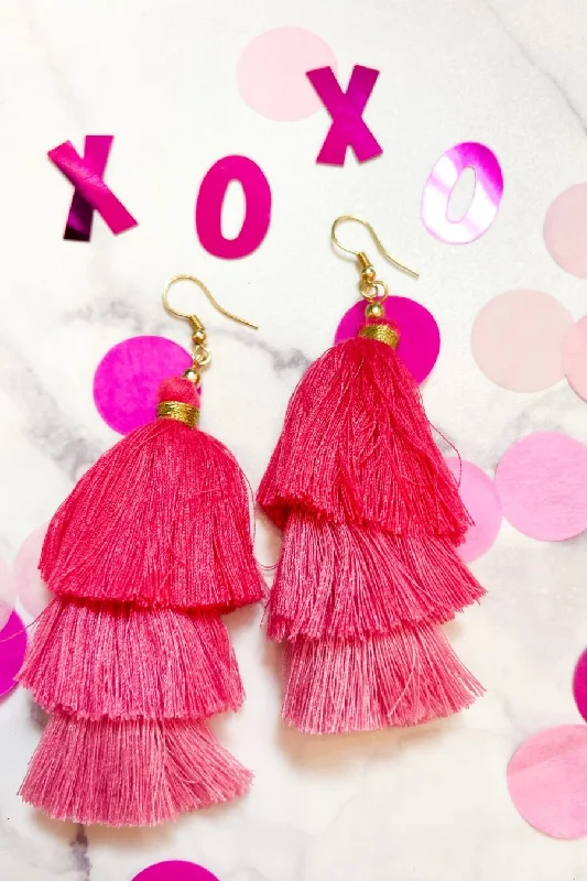 women’s gold drop earrings -PS I Love You Tassel Earrings