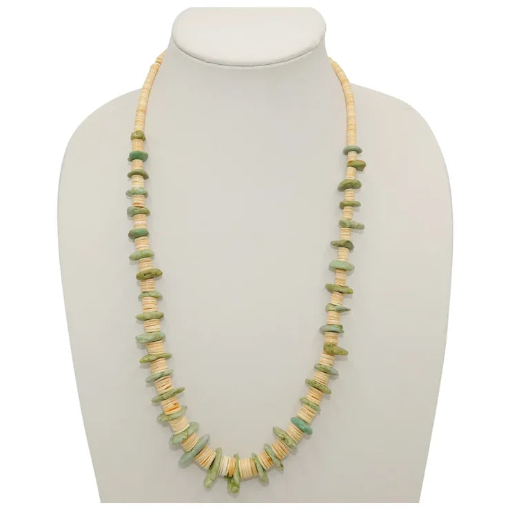 statement necklaces for women -Green Turquoise & Shell Tab Necklace