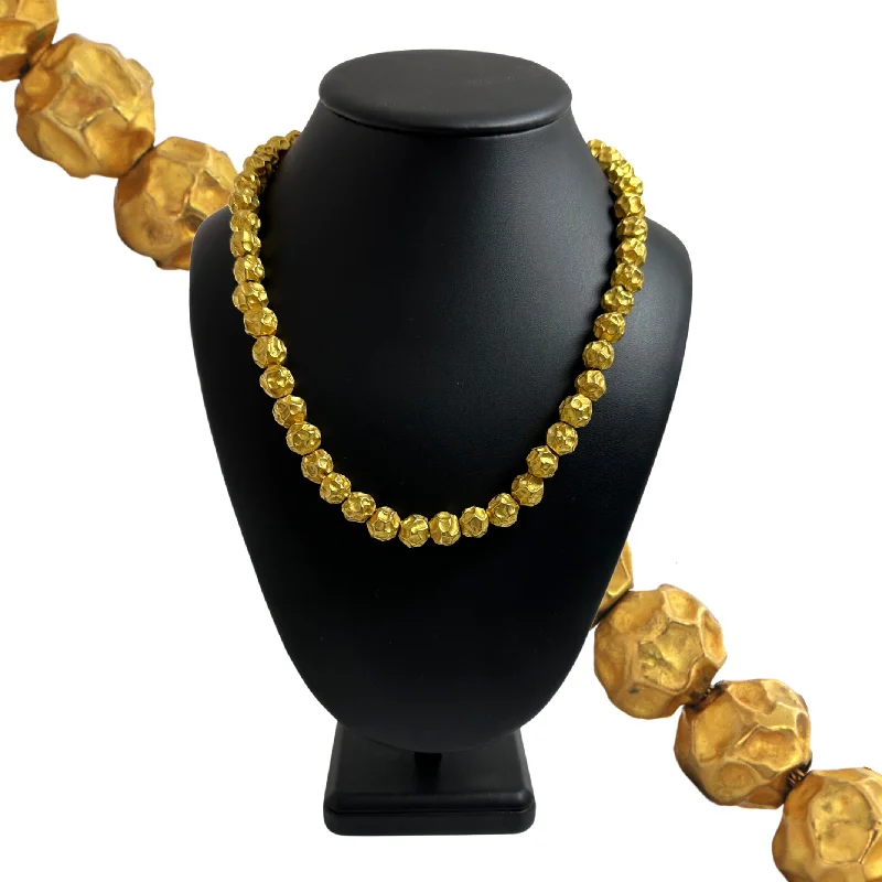 luxury pendant necklaces for women -Vintage 18K Gold Ball Bead Necklace