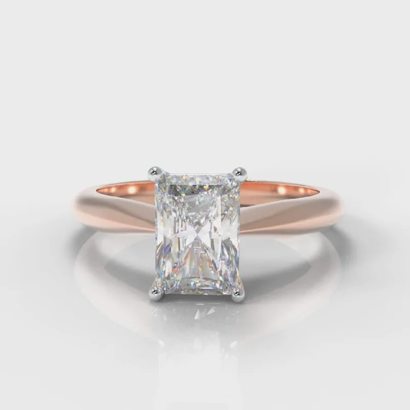 women’s custom designed engagement rings -Carrée Solitaire Radiant Cut Diamond Engagement Ring - Rose Gold