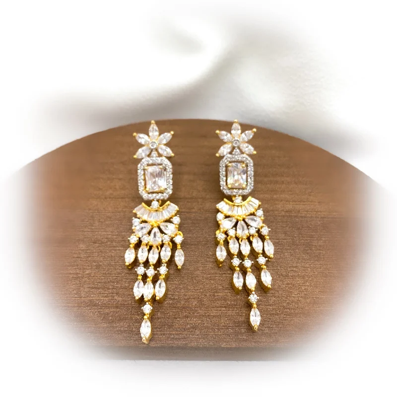 small earrings for women -Charming White Zircon (CZ) stone Chandelier Earring