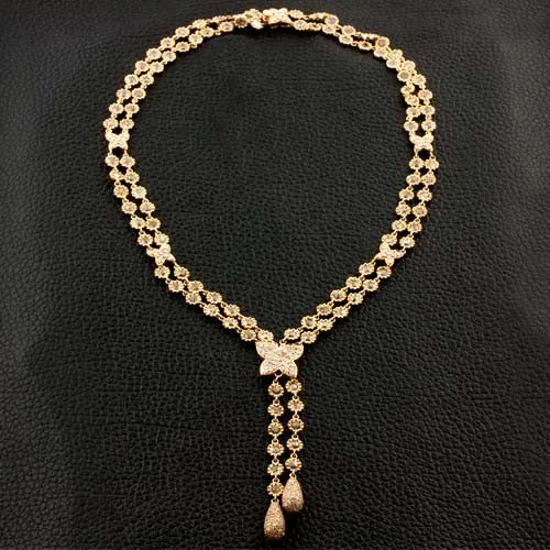 unique necklaces for women -Brown & White Diamond Lariat Necklace