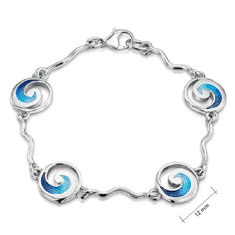 luxury bangle sets for women -Pentland Sterling Silver and Enamel Bracelet - EBL051-PENT