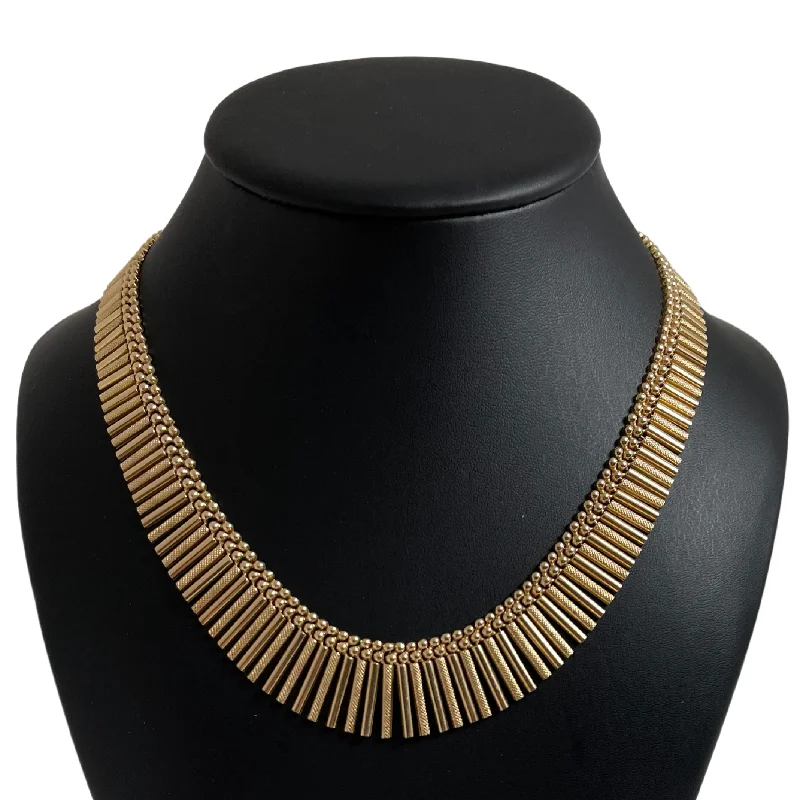 sparkling crystal necklaces for women -Vintage Italian 18K Gold Graduated Fringe Necklace