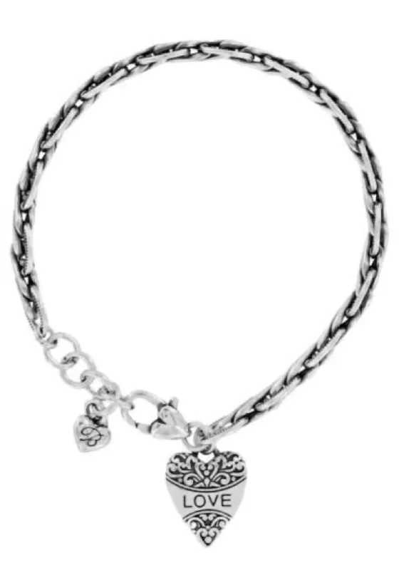 heart-shaped rings for women -Women's Crystal Love Charm Bracelet In Silver