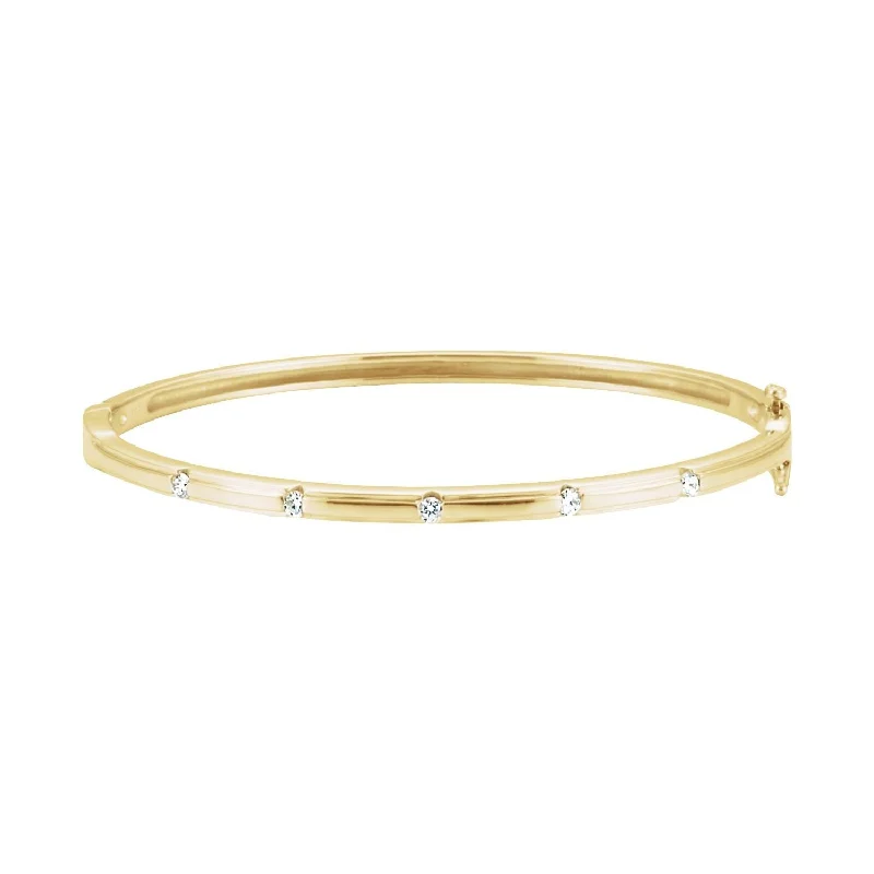 bold rings for women -14k Yellow Gold 1/4 CTW Lab-Grown Diamond Bangle Bracelet 6"