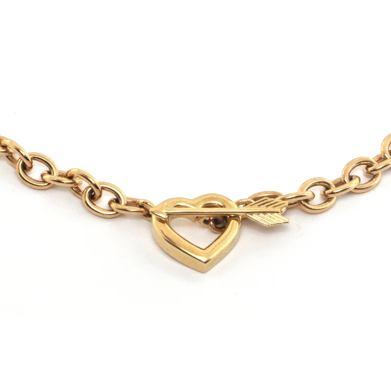 silver necklaces for women -Tiffany & Co. 18K Yellow Gold Heart and Arrow Chain Link Necklace C.1994