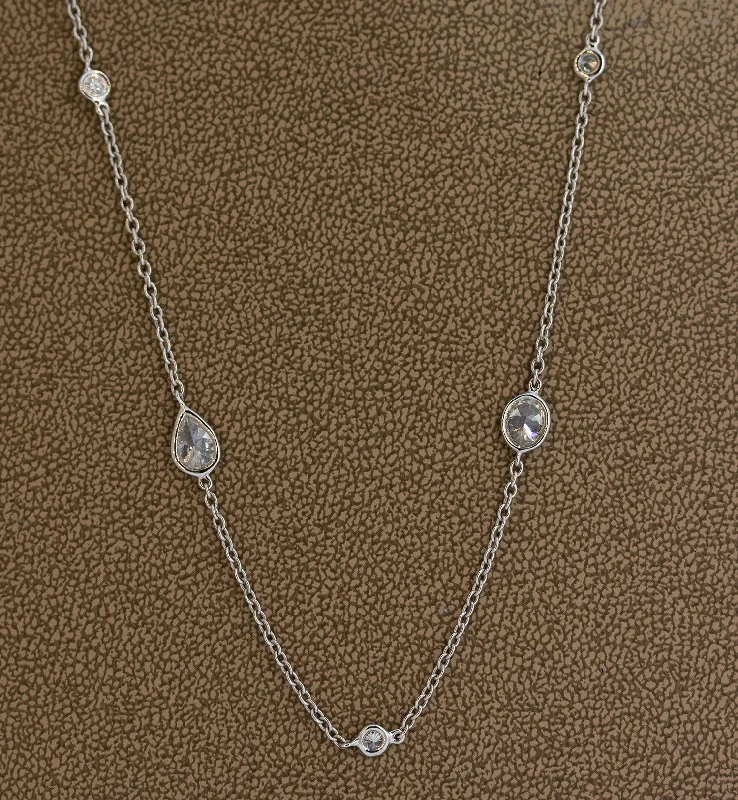 layered necklaces for women -Fancy Shape Diamonds by the Yard Gold Necklace, 36 inches