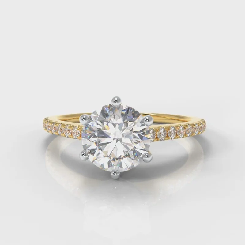 high-end engagement rings -Star Petite Micropavé Round Brilliant Cut Diamond Engagement Ring - Yellow Gold