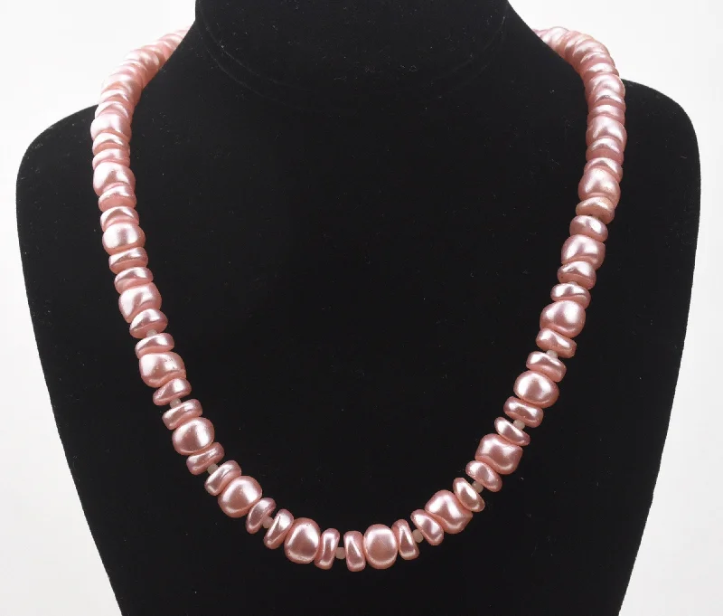 luxury fashion necklaces for women -Large Pink Coin Pearl Single Strand Necklace - 27.5"