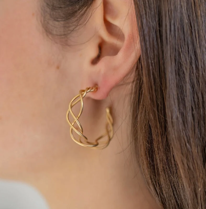 classic gold hoop earrings -Ocean Wave Hoops