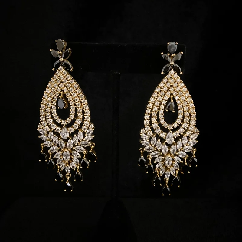 bohemian earrings for women -Exquisite Black and white Zircon (CZ) stone Earring