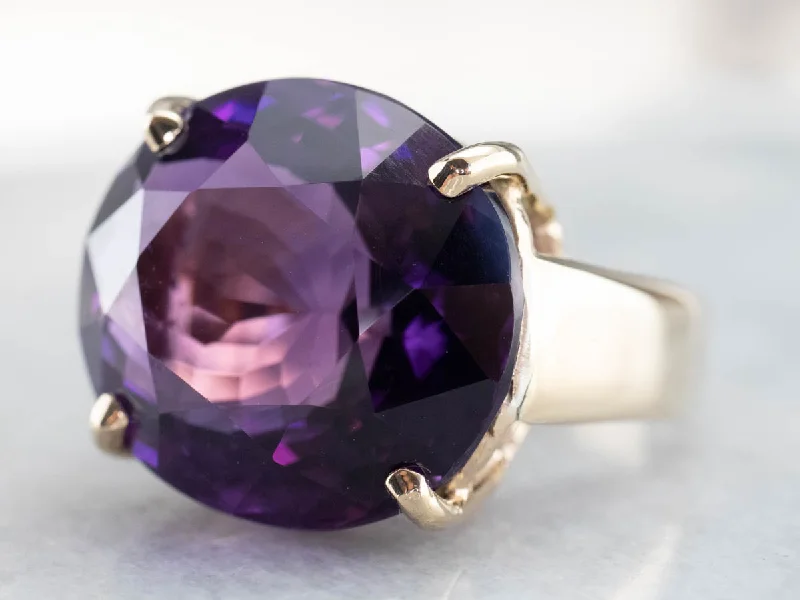 East to West Amethyst Gold Cocktail Ring