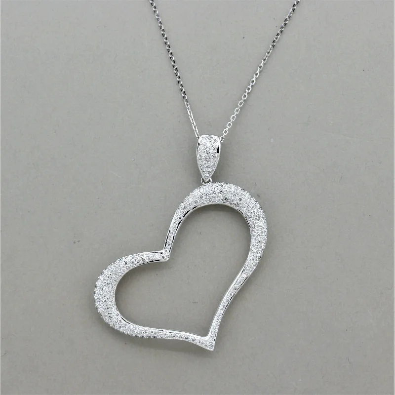 unique necklaces for women -Diamond Gold Tilted Heart Drop Pendant