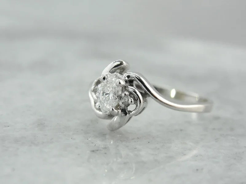 affordable engagement rings -Swirling Marquise Cut Diamond Engagement Ring