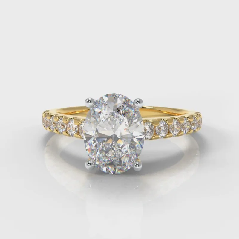 engagement rings with colored diamonds -Carrée Micropavé Oval Diamond Engagement Ring - Yellow Gold