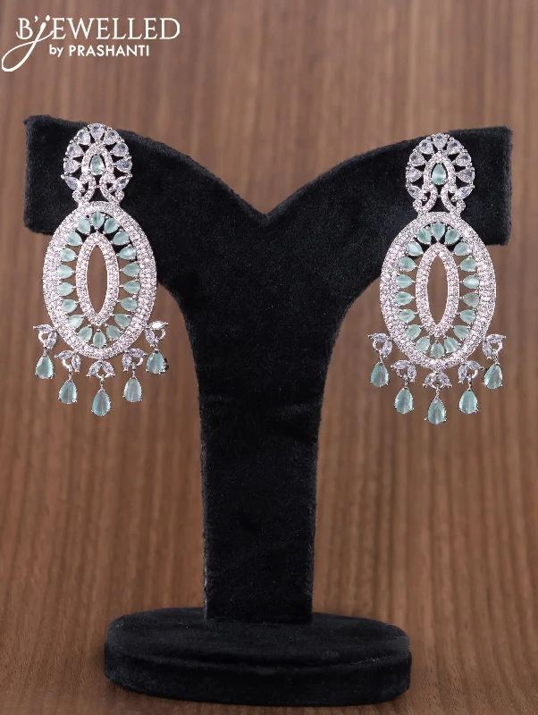 unique earrings for women -Zircon earrings with mint green and cz stones