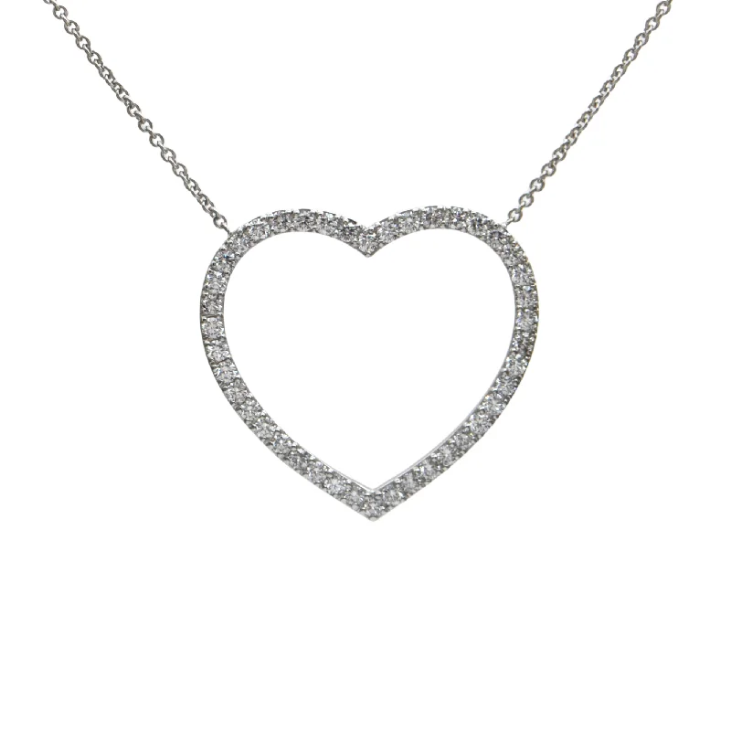 elegant pendant necklaces for women -Daisy Exclusive Large Diamond 18k Gold Open Heart Pendant