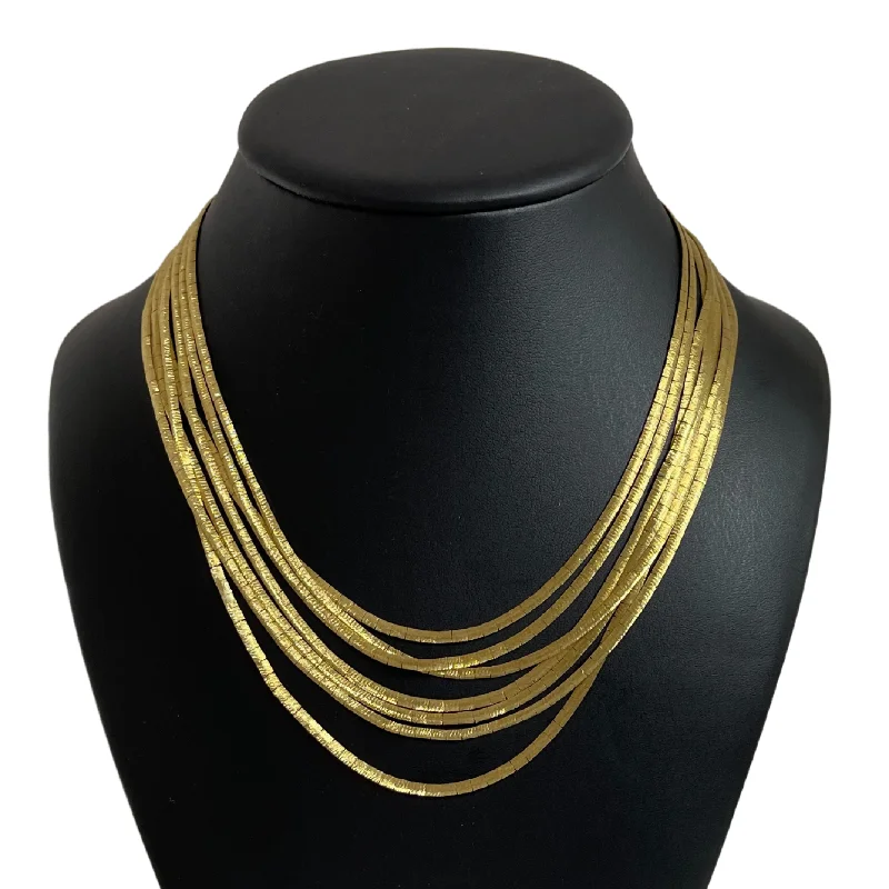 sparkling necklaces for women -Vintage Italian 18K Gold Multi-Strand Serpentine Link Necklace