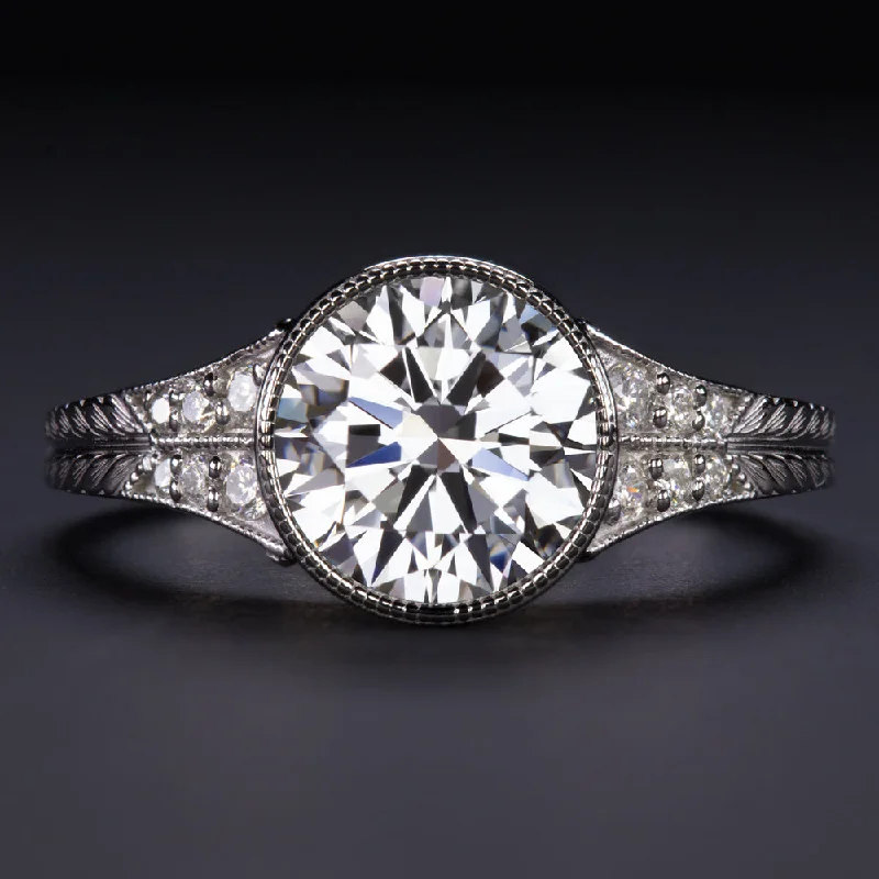 women’s cushion cut engagement rings -2 CARAT LAB CREATED DIAMOND ENGAGEMENT RING F VS2 IDEAL ROUND CUT VINTAGE 2CT